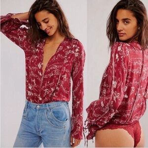 Free people maroon rodeo bodysuit NWT